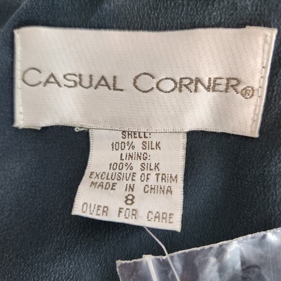 Casual Corner Silk Dress – Teal Sleeveless Sheath with Gradient Floral Print - Picture 3 of 9